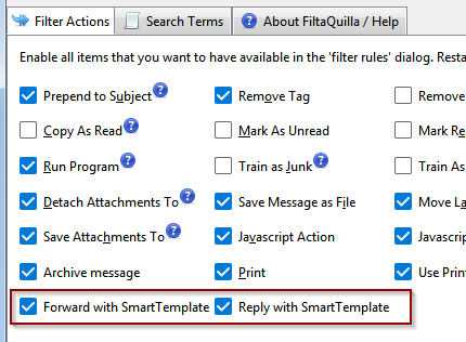 configure filtaquilla to work with SmartTemplates
