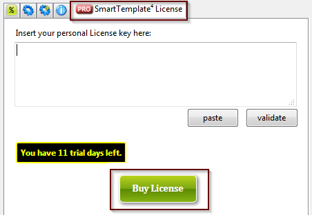 How to buy a license from settings dialog