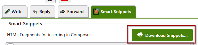 Download Snippets button in Settings &raquo; Templates &raquo; Smart Snippets